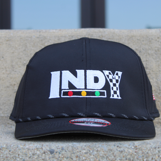 The Indy Hat - Black Mid-Crown Rope Hat with Black/White Rope