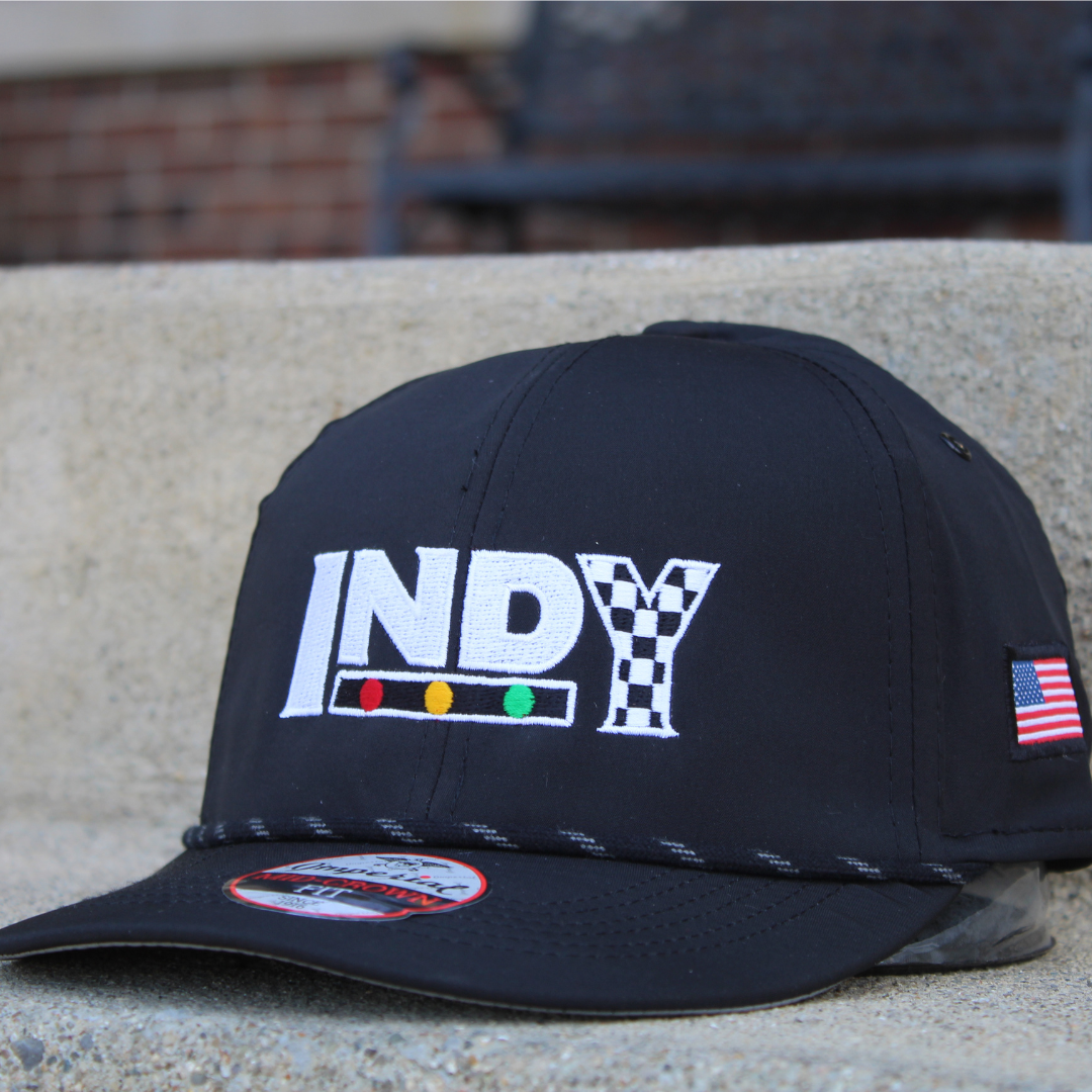 The Indy Hat - Black Mid-Crown Rope Hat with Black/White Rope